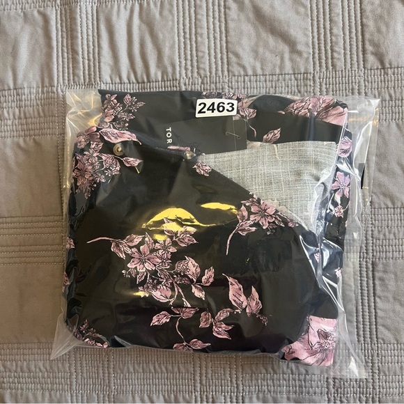 Torrid Dress Midi Rayon Slub Button Front Tie Black Pink Floral Plus Size 4X NEW - Picture 14 of 15